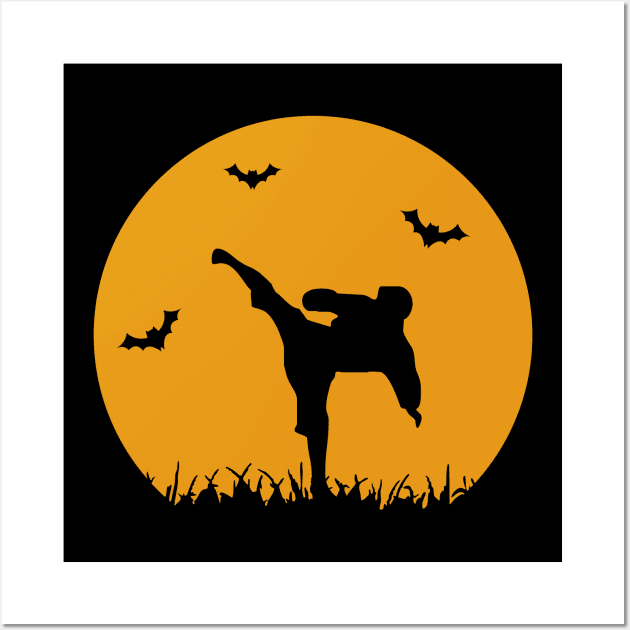 Karate Martial Arts Fighting Halloween Silhouette Wall Art by charlescheshire